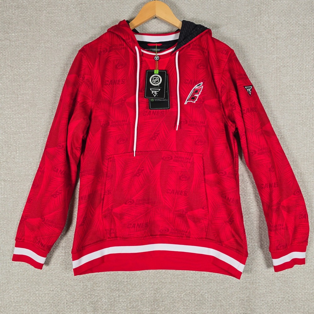 NHL Carolina Hurricanes FE Apparel Red Palm Leaf Pullover Hoodie Mens Large NEW